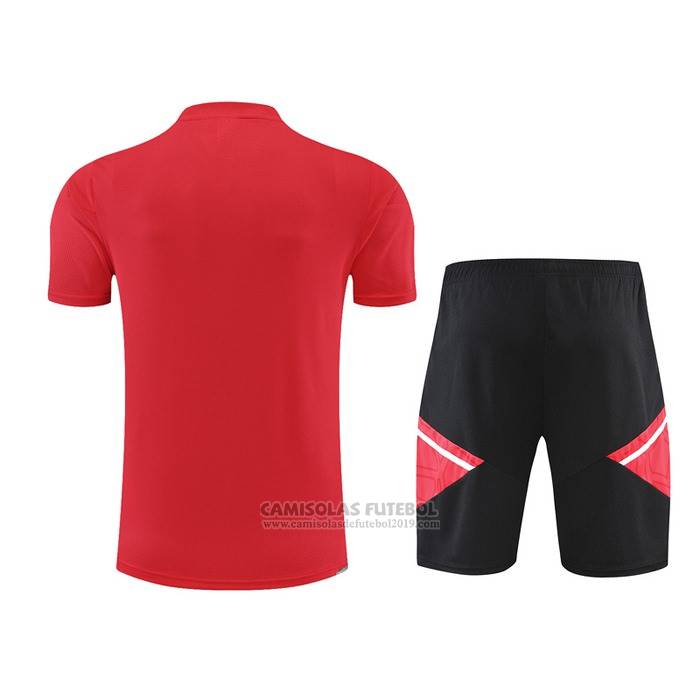 Fato de Treino Manchester United Manga Curta 2022-2023 Vermelho - Calcas Curta